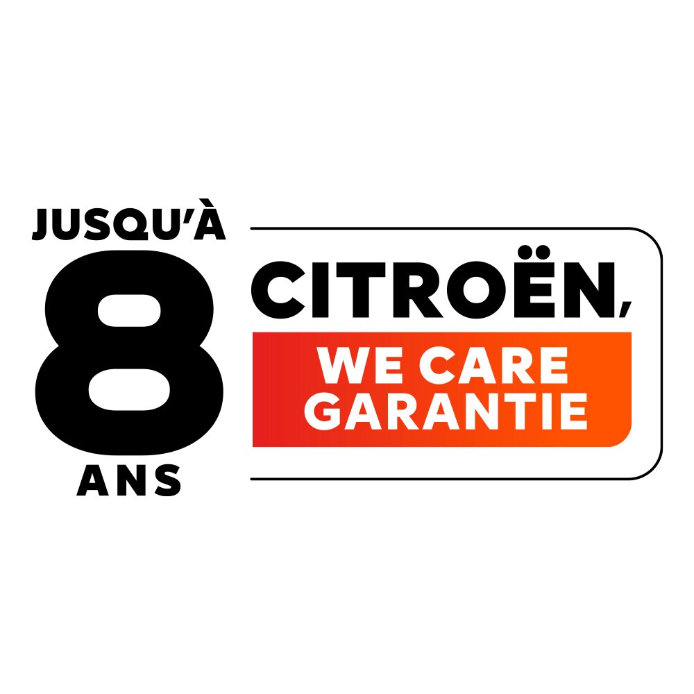 Badge « Garantie Citroën 8 ans » mettant en avant la couverture étendue du véhicule